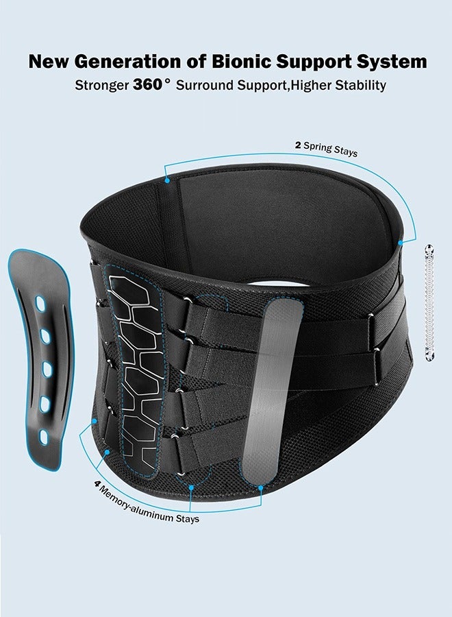 Sports Back Brace for Men and Women Back Brace for Lower Back Pain Relief with Pulley System, Ergonomic Design and Soft Breathable 3D Knit Material, for Herniated Disc, Sciatica