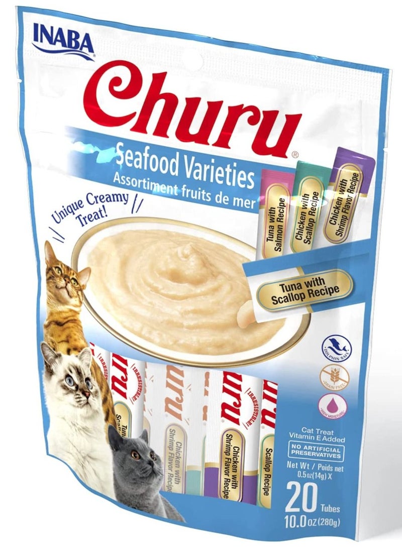 Churu Seafood Varieties Creamy Cat Treats 14g x 20 Tubes