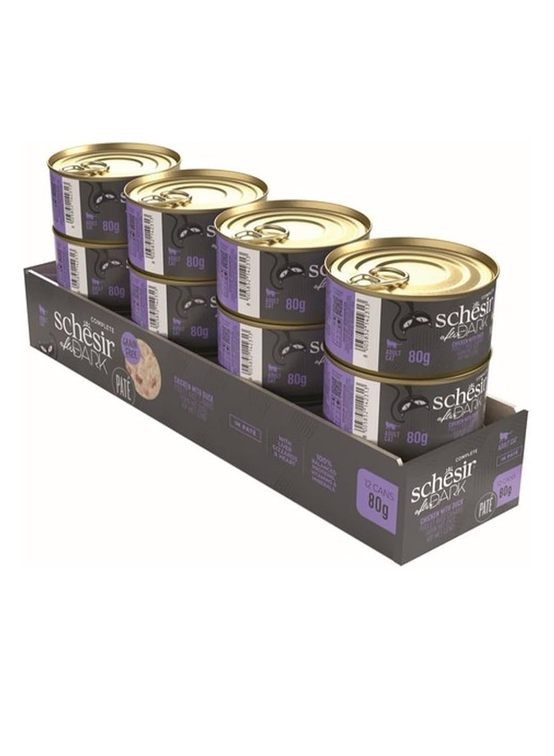 Schesir After Dark Patè For Cat - Chicken With Duck 80g (12 Cans)