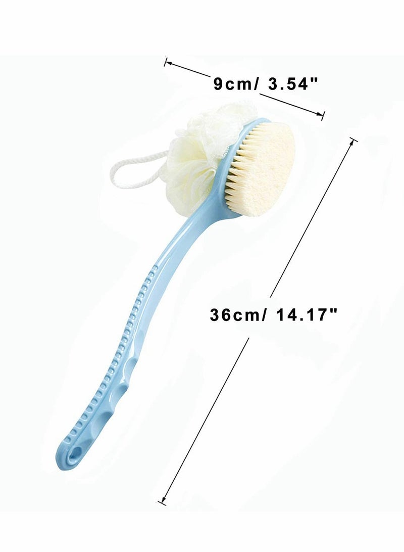 Men Women Long Handle Bath Brush 2 in 1 Shower Sponge with Handle Back Shower Scrubber Exfoliating Brush 2 PCS