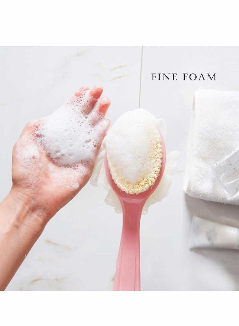 Men Women Long Handle Bath Brush 2 in 1 Shower Sponge with Handle Back Shower Scrubber Exfoliating Brush 2 PCS