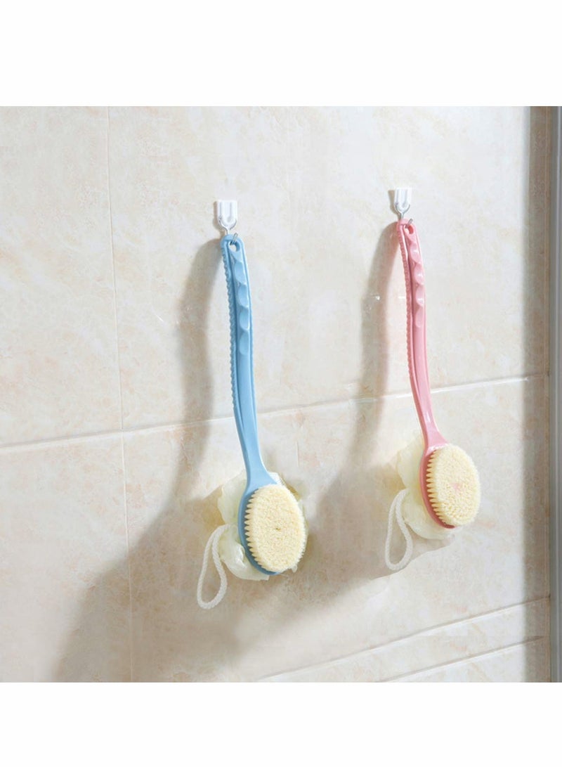 Men Women Long Handle Bath Brush 2 in 1 Shower Sponge with Handle Back Shower Scrubber Exfoliating Brush 2 PCS