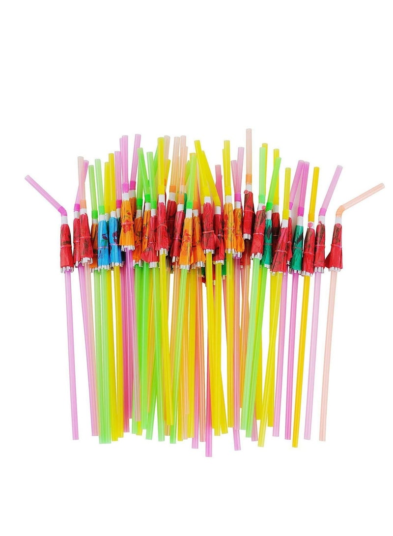 50 Umbrella Parasol Drinking StrawsDisposable Bendable Tropical Drinking StrawsHawaiian Beach beverage juice Party Decorations Supplies