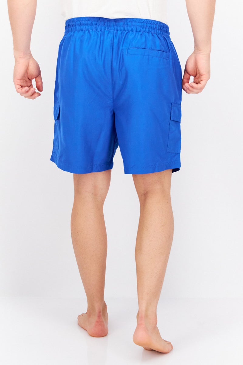 Men Plain Mid-Length Board Shorts, Blue