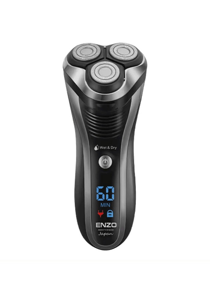 ENZO EN-9309 Rechargeable Three Swivel Head Men's Electric Shaver - High-Performance Rotary Shaver with Precision Blades, LED Display, and Long-Lasting Battery - Intl Version