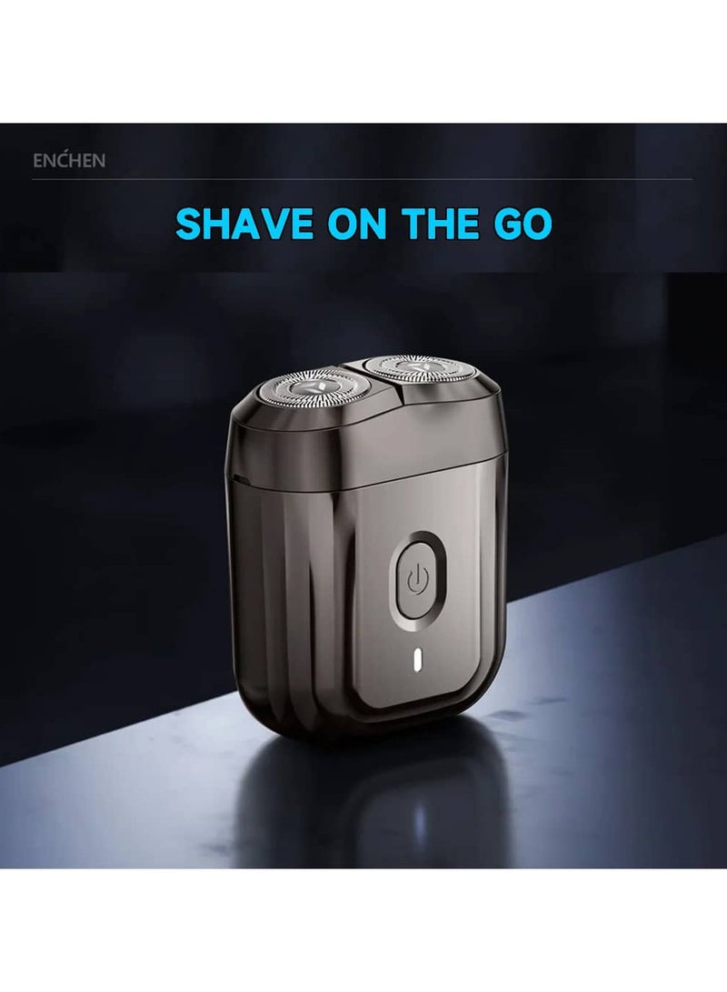 Electric Shaver Mini 6 with Dual Floating Head Razor, Washable, Portable and USB Rechargeable, Enchen Mini 6 – Black