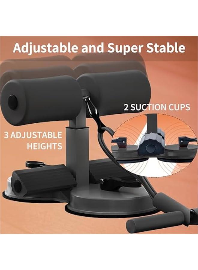 Sit Up Bar,Portable Adjustable Sit Up Floor Holder with 2 Strong Suction Cups and 1 Resistance Band,Situp Bar Assistance Device for Ab Workouts,Sit-Ups & Core Exercises,Home Office Gym