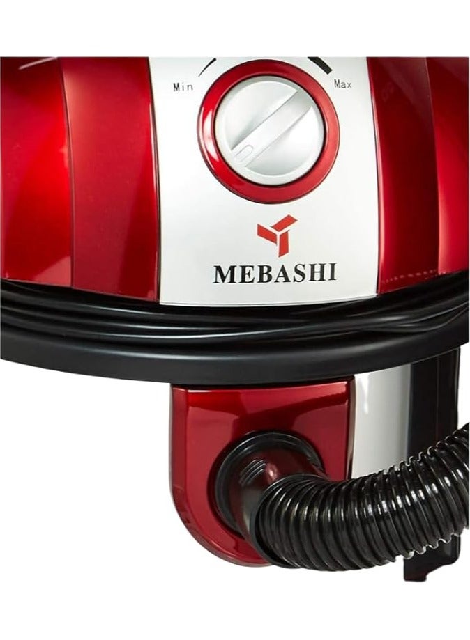 MEBASHI Drum Vacuum Cleaner with Wet and Dry Cyclone System, 20L Capacity, and Washable HEPA Filter – (DVC1004) (Red)