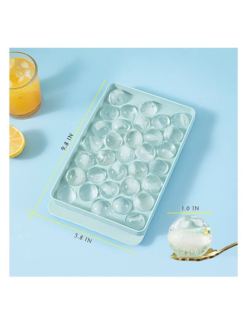 Round Ice Cube Tray,Ice Ball Maker Mold for Freezer,Easy to release Mini Circle Tray Making 1 in X 66PCS Sphere Chilling Tea & Coffee (2 Sets, Blue)