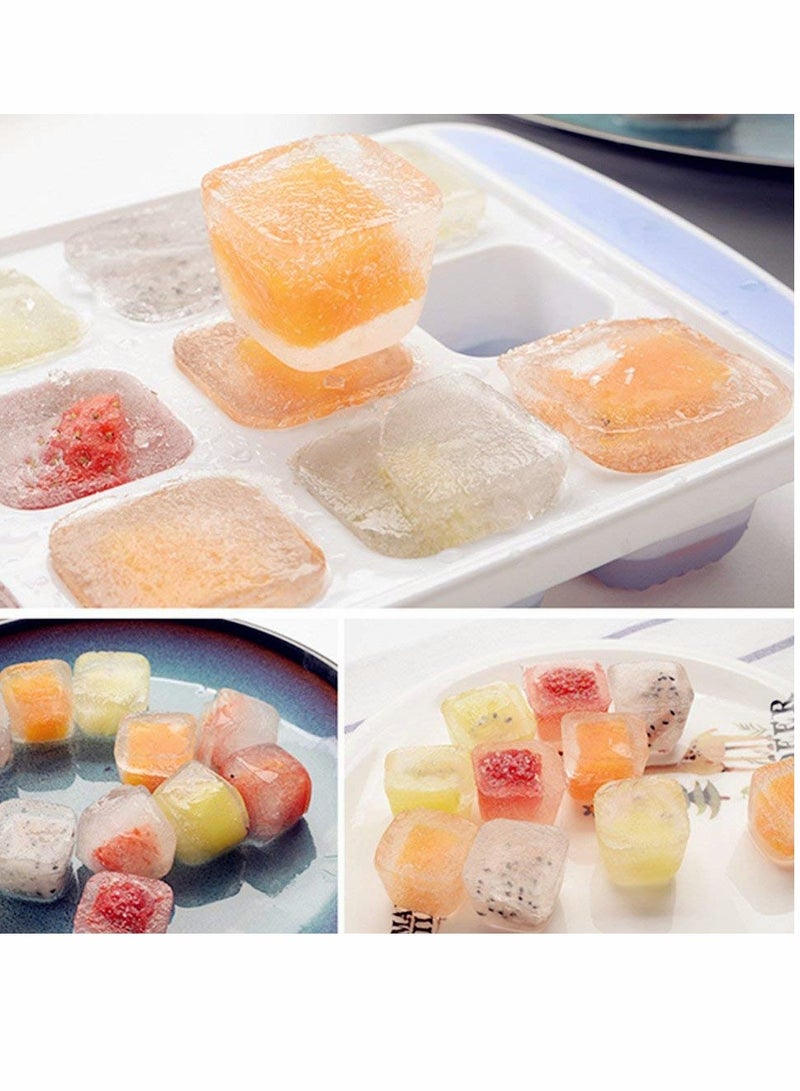 Ice Cube Trays 3 Packs Flexible Silicone Ice Trays with Spill-Resistant Lids Easy Release Ice Trays Make 63 Ice Cube, BPA Free,Stackable,Dishwasher Safe