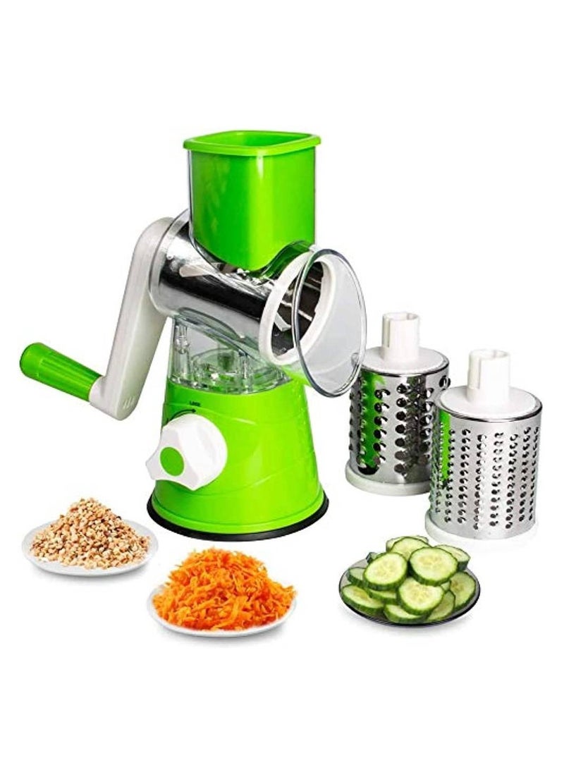 Manual Tabletop Drum Cheese Grater, 3 In 1 Rotary Shredder Slicer Grinder For Cucumber Nut Potato Carrot Cheese, Vegetable Salad Shooter