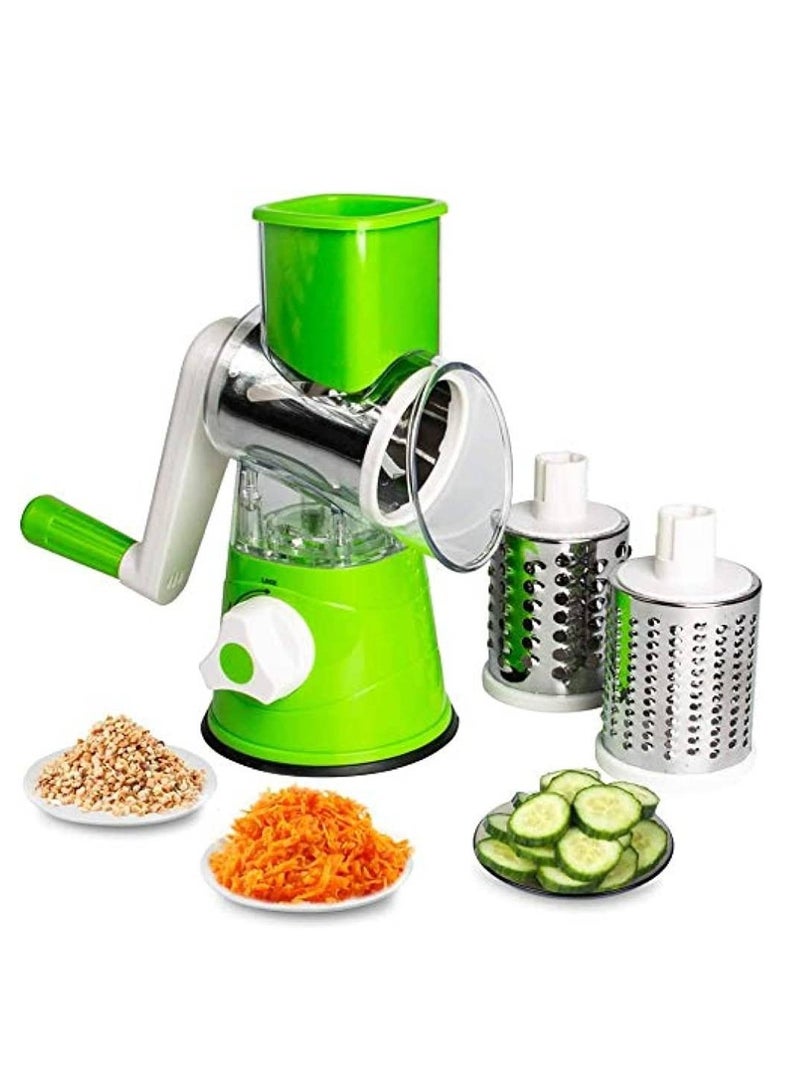 Manual Tabletop Drum Cheese Grater, 3 In 1 Rotary Shredder Slicer Grinder For Cucumber Nut Potato Carrot Cheese, Vegetable Salad Shooter