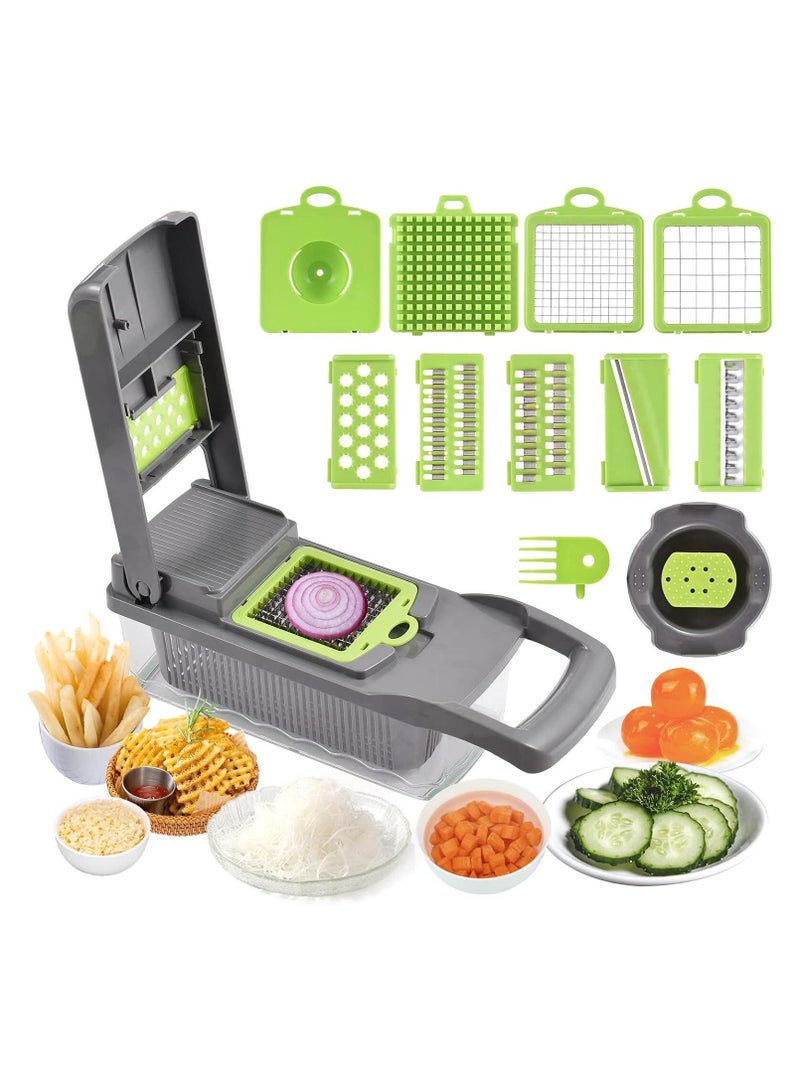 8-in-1 Multifunctional Vegetable Slicer – Food Processor, Onion Slicer, Egg Separator, and More – Versatile Composite Tool with Grinding, Slicing, and Dicing Accessories