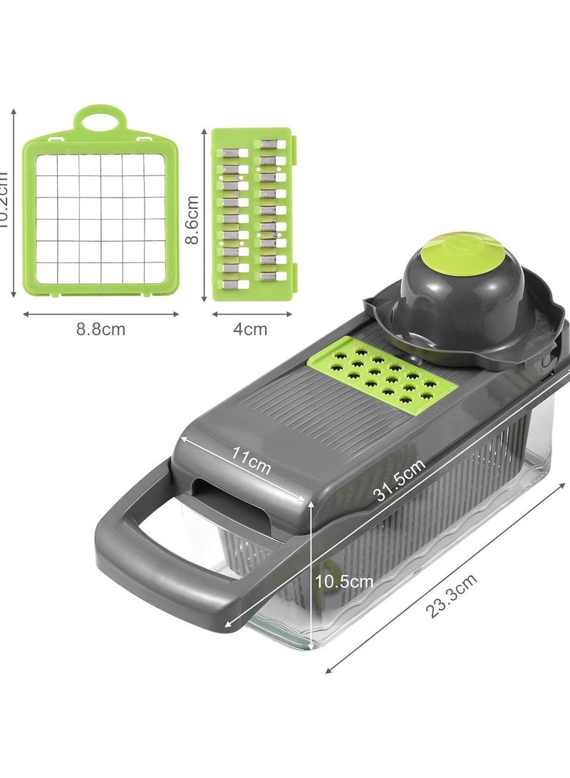 8-in-1 Multifunctional Vegetable Slicer – Food Processor, Onion Slicer, Egg Separator, and More – Versatile Composite Tool with Grinding, Slicing, and Dicing Accessories