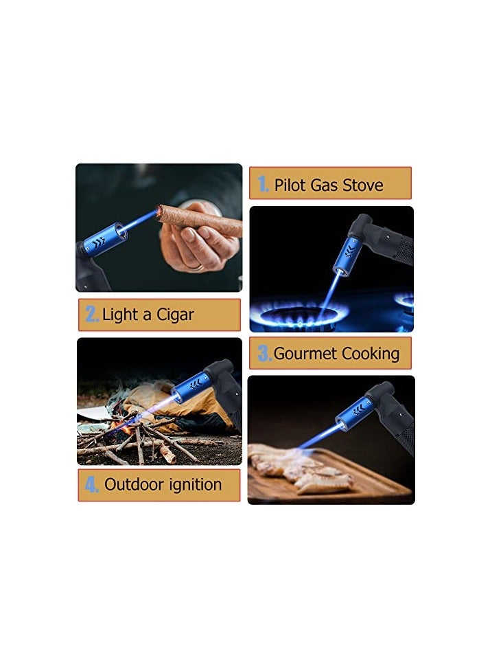 Culinary Torch Windproof lighter Butane Refillable Adjustable Flame Kitchen Torch Candle lighter Camping Home Use Welding (Black)