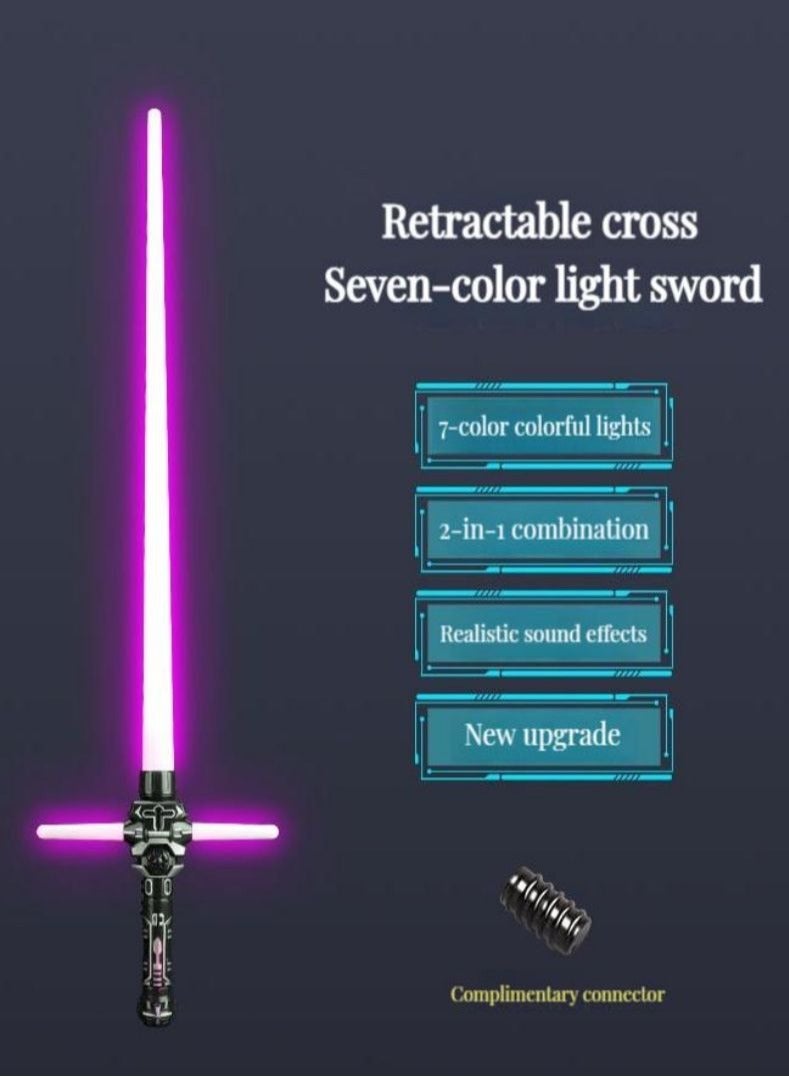 Crossed Laser Sword Toys, Retractable, 7 Color Changes, Boy's Hobby Plaything