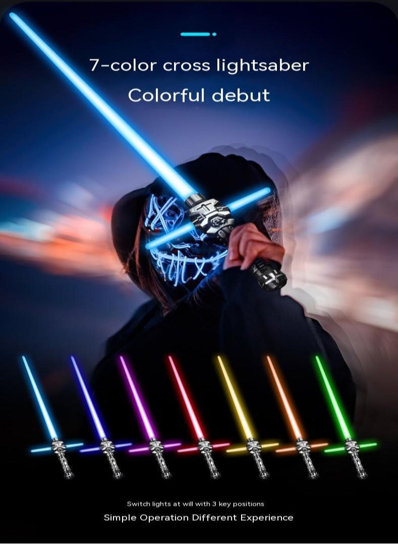 Crossed Laser Sword Toys, Retractable, 7 Color Changes, Boy's Hobby Plaything