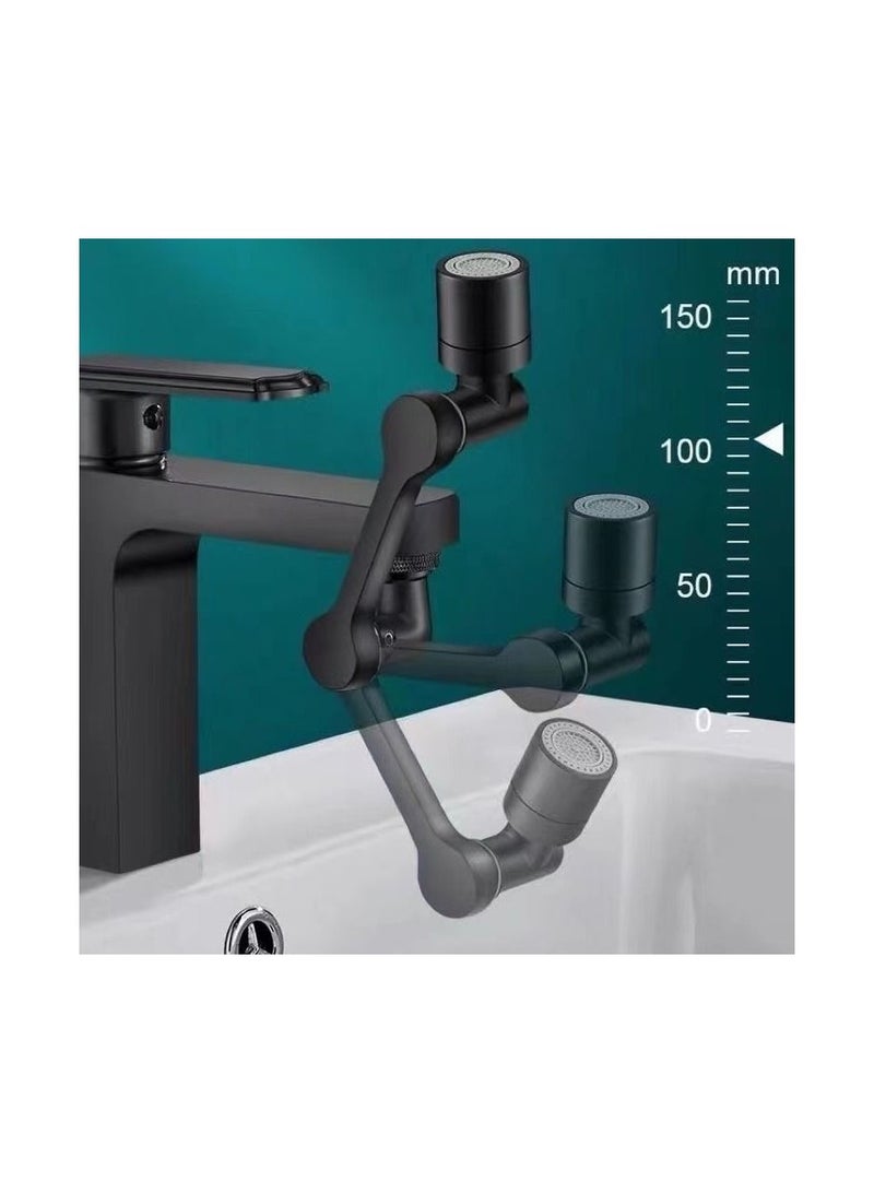 1-Piece Robotic Arm 1080 Degree Rotating Universal Faucet, Double Adjustment Multi-function Faucet Extender, Splash-Proof Multi-Joint Faucet,Colour Black