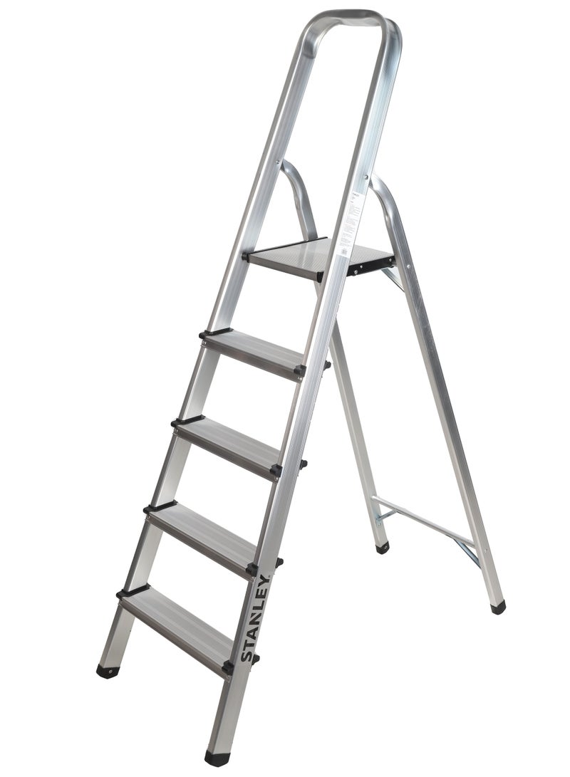 STANLEY Step Ladder | 5 Steps Aluminum Ladder | Anti Slip Steps | Non Slip Rubber Edge Guards | 150 KG Loading Capacity | EN131 Approved