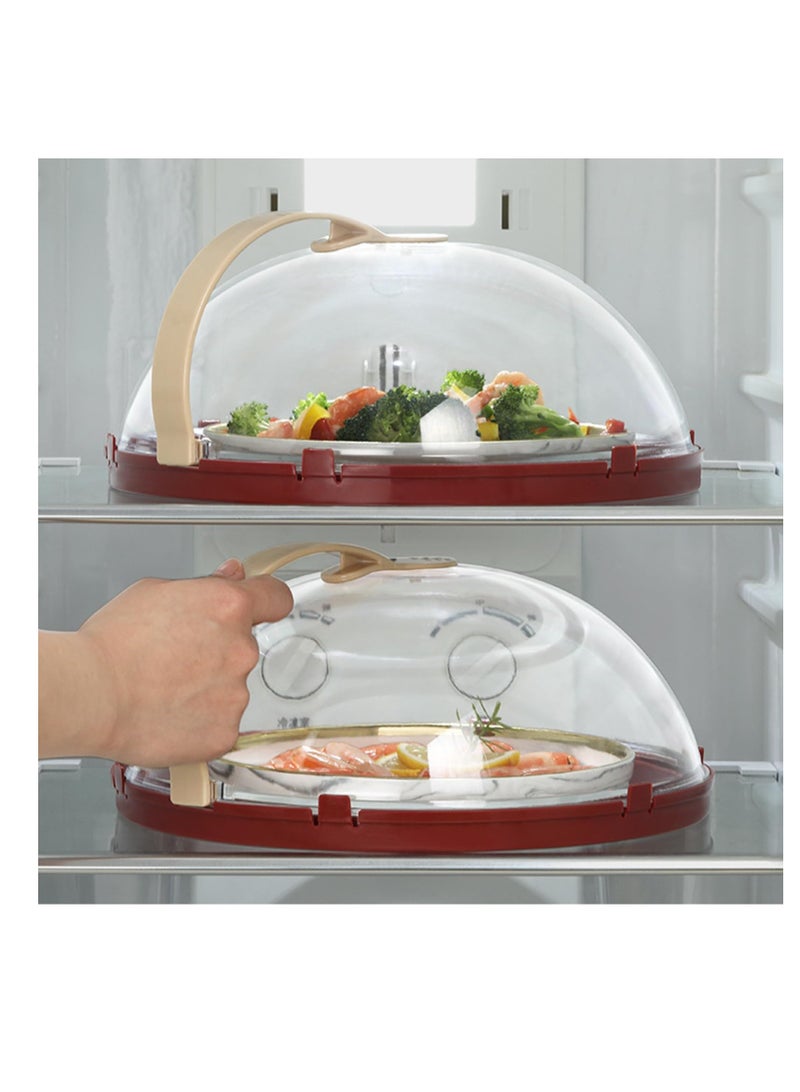 Microwave Splatter Cover Vented for Food, Transparent Adjustable Vented Guard with Steam Trough, Hook Hole, Kitchen Gadget, Dishwasher Safe, BPA-Free Plastic, Red