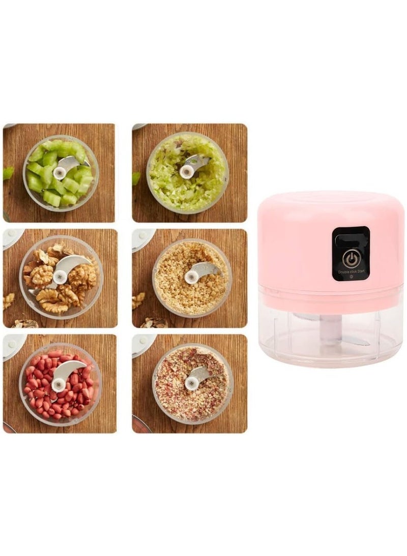 Mini Food Processor, USB Rechargeable Electric Garlic Press Chopper Electric Nut Chopper Food Grinder for Vegetables Meat Fruits Nuts Onion Chili