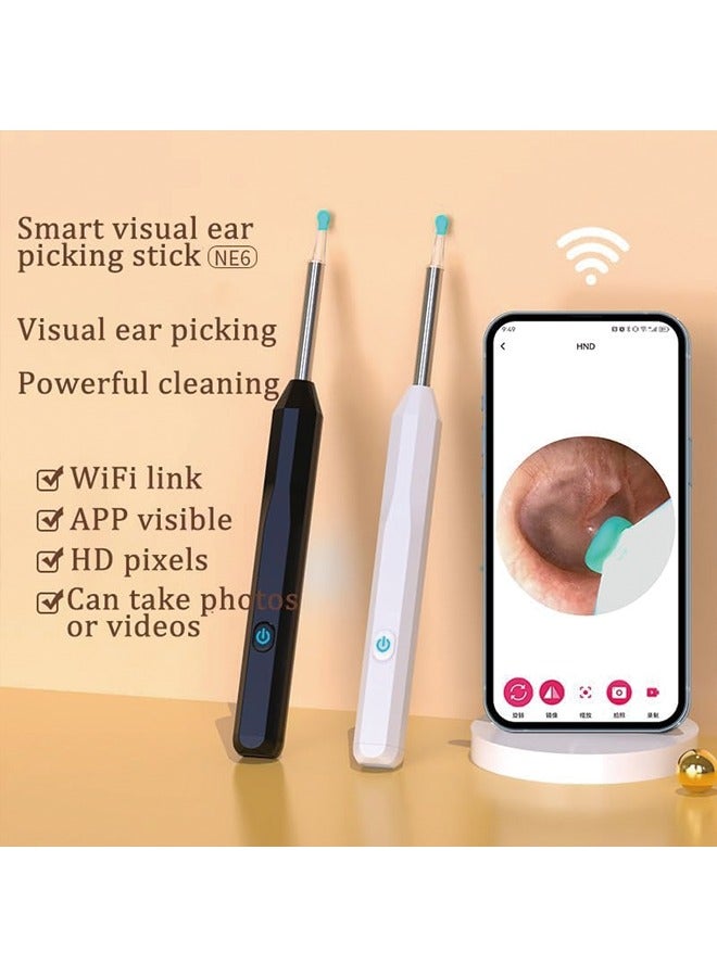 Ear Wax Removal,Ear Cleaner with 1080P Camera,Smart Visual Earwax Cleaning Tool with 6 LED Lights,8 Pcs Ear Set,6 Ear Scoop Ear Tips Replacement,Ear Cleaner for iOS & Android