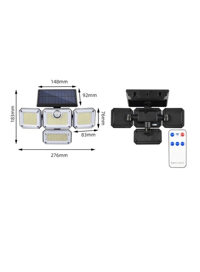 333 LED Solar Floodlight Motion Sensor Security Lamp Waterproof Garden Light 3 Head Solar Wall Lamp Outdoor Street Light