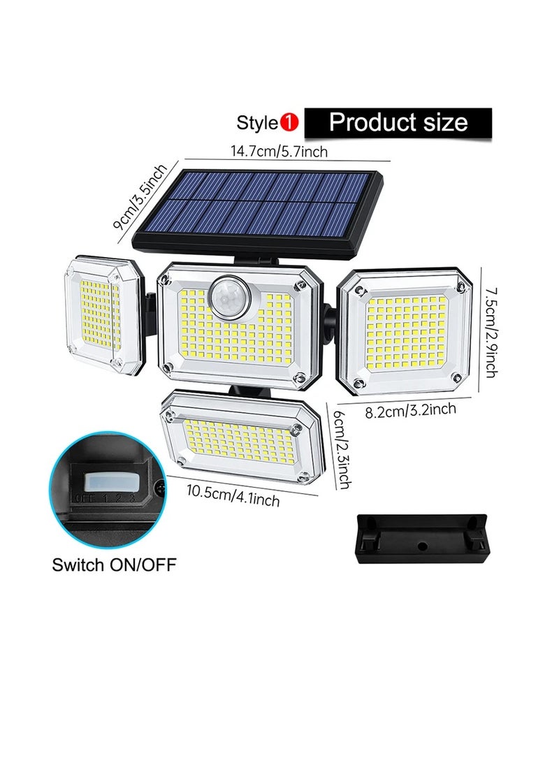 333 LED Solar Floodlight Motion Sensor Security Lamp Waterproof Garden Light 3 Head Solar Wall Lamp Outdoor Street Light