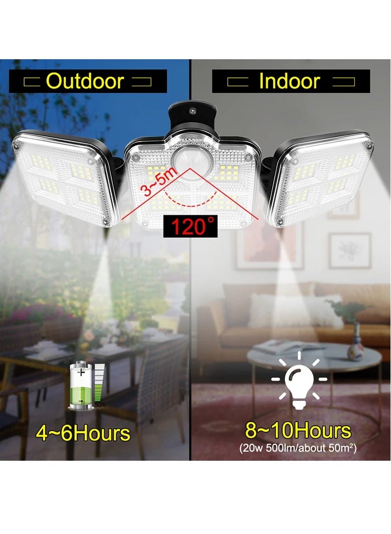 333 LED Solar Floodlight Motion Sensor Security Lamp Waterproof Garden Light 3 Head Solar Wall Lamp Outdoor Street Light