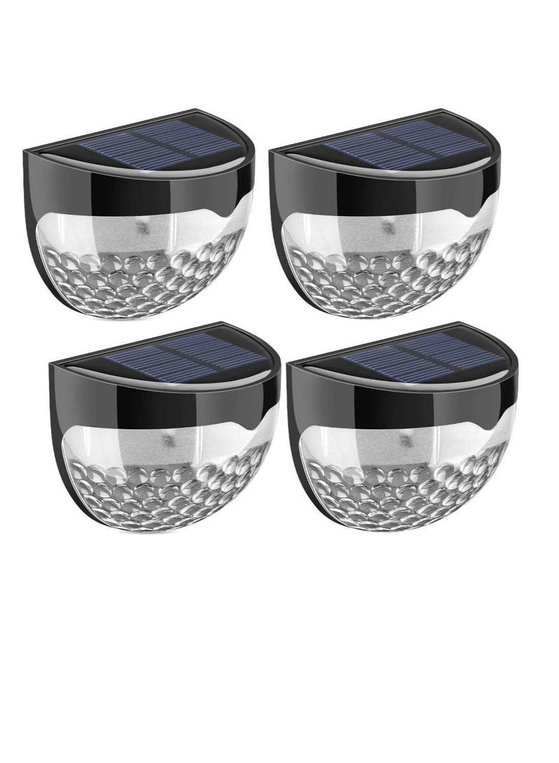 Solar Fence Lights (4 Pack), Solar Motion Sensor 6LED Decorative Garden Lights, Waterproof Black Solar Lights for Yard Garage Garden Fence Door, White