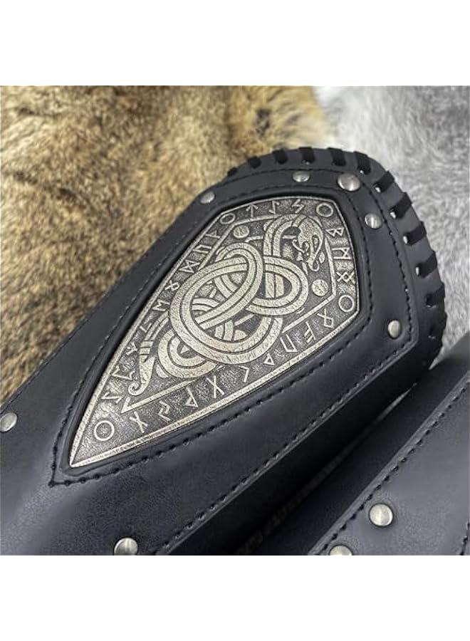 Viking Embossed Dragon Faux Leather Arm Guards, Medieval Vintage Mercenary Arm Bracers, Retro Knight Gauntlets