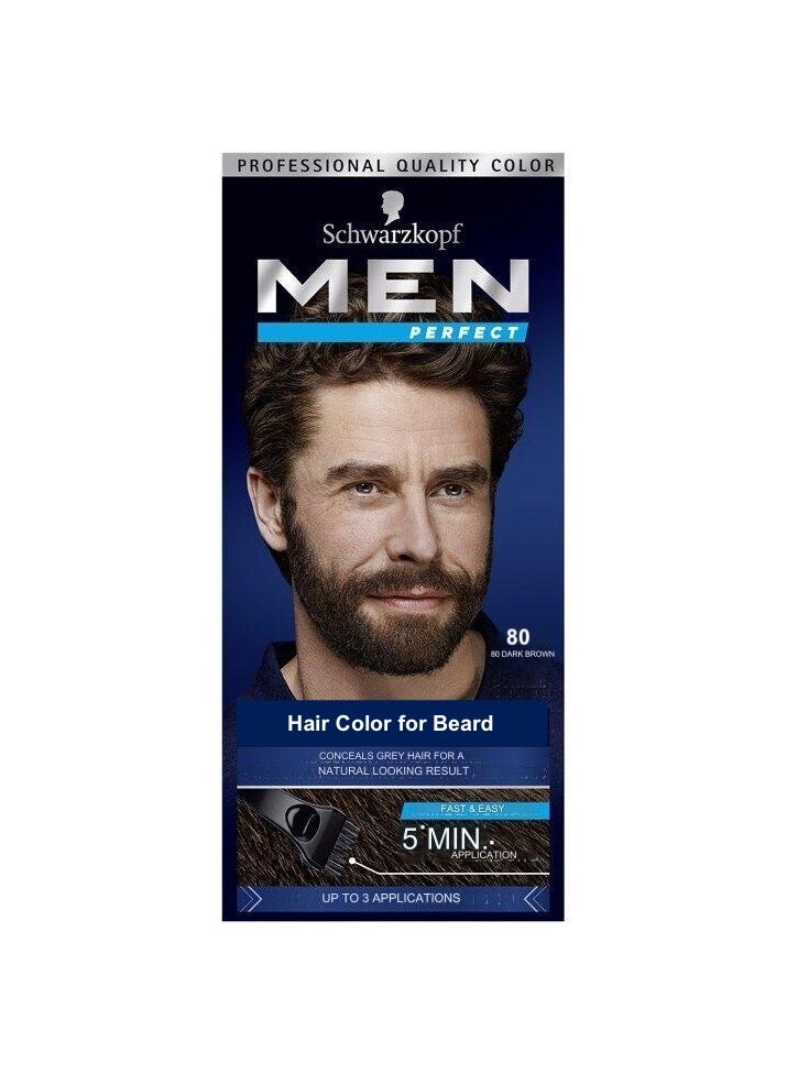 Schwarzkopf Men Perfect Beard Color Dark Brown 80, 30ml