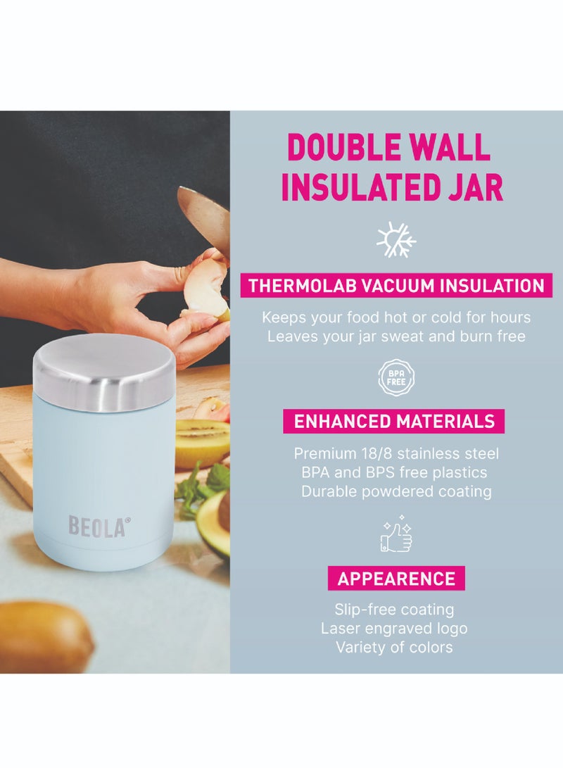 450ml Food Jar Lunch Box Thermos Stainless Steel Double Wall Insulated Travel Food Flask for Kids and Adults, 15oz (Blue Ice) 450ml