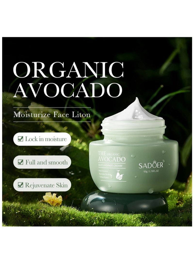 SADOER Organic Avocado Full Range Anti-Wrinkle Hydrating Moisturizing Face Cream 50g