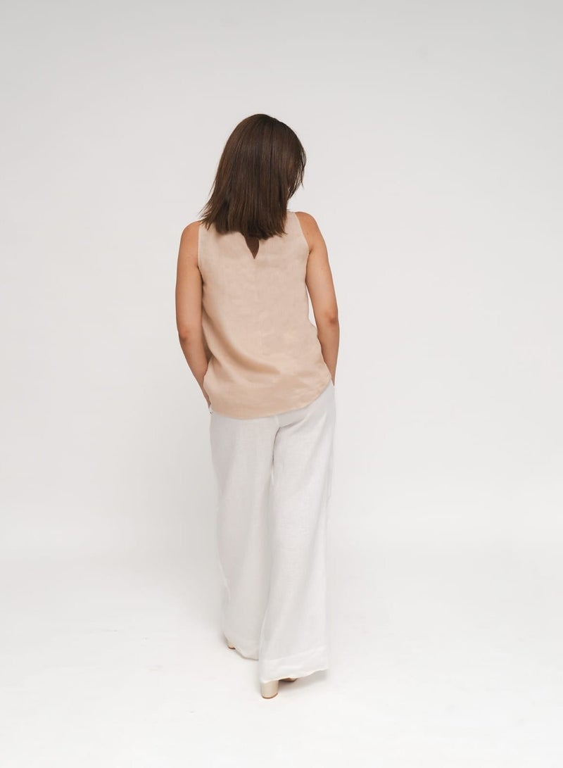 Ada, Italian Lenin A-Line Tank top in Beige