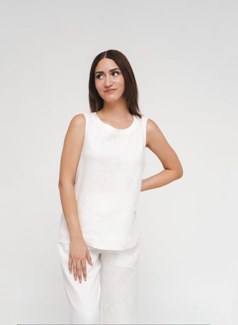 Ada, Italian Lenin A-Line Tank top in White