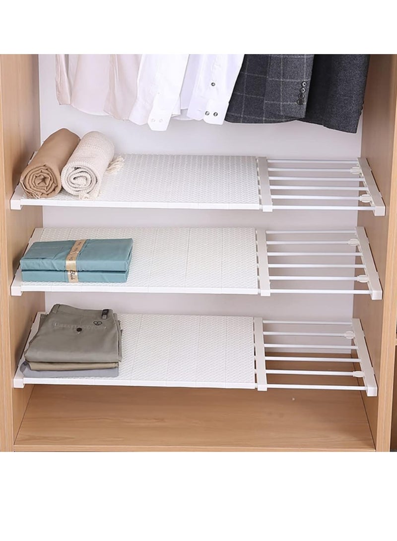 Wardrobe Tension Rack and Rod Extendable Adjustable Storage Shelf Separator Cabinet Divider Wardrobe Shoe Wardrobe Organizer DIY Bedroom 24cm Wide Adjustable Length 75-120cm