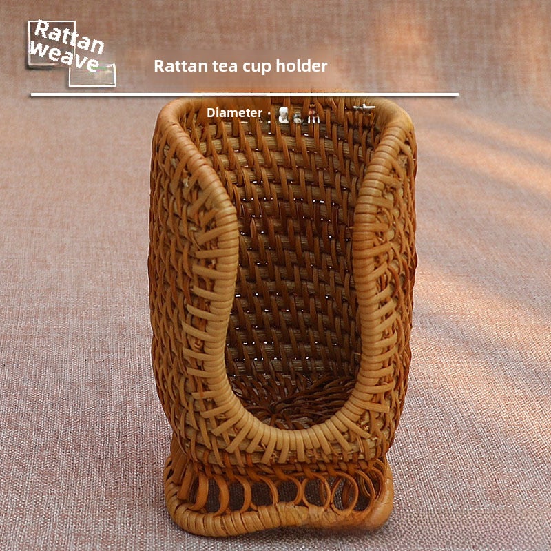 Retro Simple Woven Pen Cup HolderRattan tea cup holder/diameter 8cm high 12cm Rattan tea cup holder/diameter 8cm high 12cm