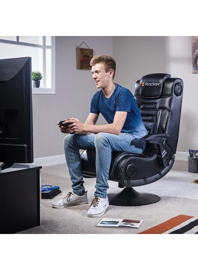 X Rocker Pro 4.1 Pedestal Gaming Chair With 4.1 Wireless Audio System And Subwoofer (Faux Leather, Black)