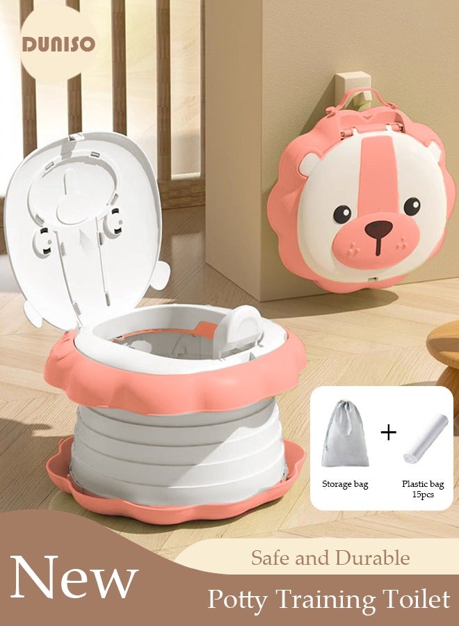 Folding Potty Training Toilet for Kids, Folding Car potty with Storage Bags, Travel Potty Chair for Kids, Portable Toilet for Camping Outdoor and Indoor