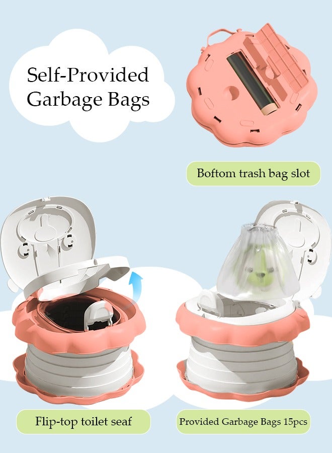 Folding Potty Training Toilet for Kids, Folding Car potty with Storage Bags, Travel Potty Chair for Kids, Portable Toilet for Camping Outdoor and Indoor