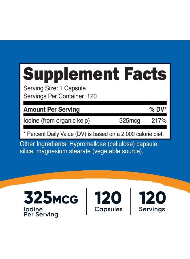 Kelp Capsules, 325Mcg Of Iodine, 120 Capsules, Vegetarian, Non-Gmo And Gluten Free