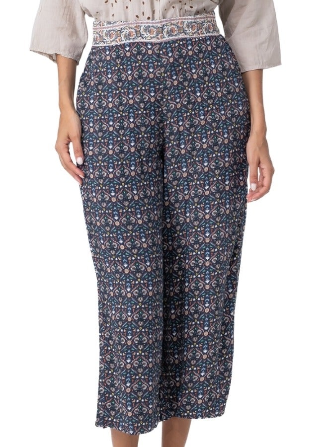 Bohemian Print High-Waisted Wide Leg Pants