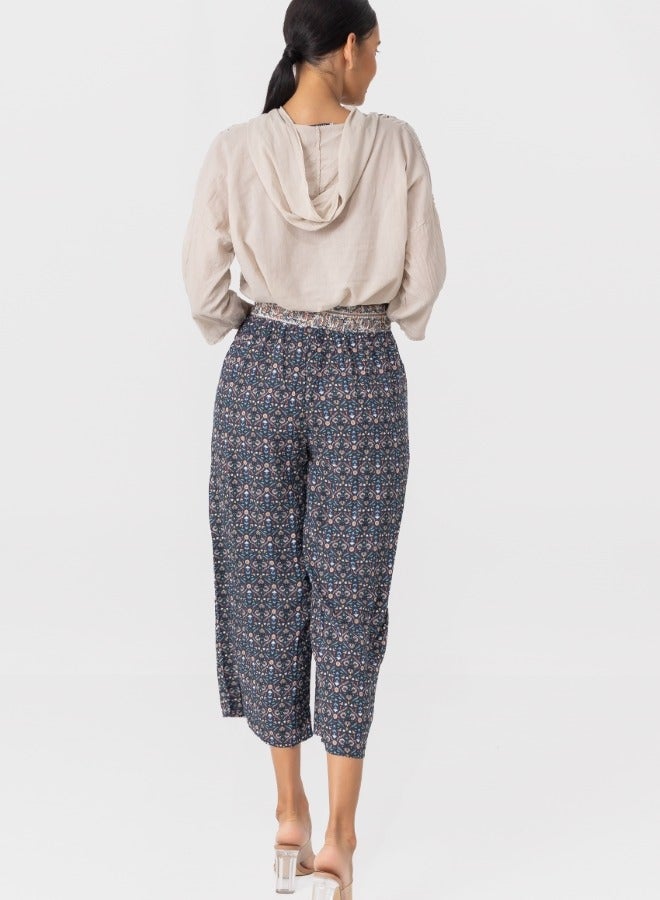 Bohemian Print High-Waisted Wide Leg Pants