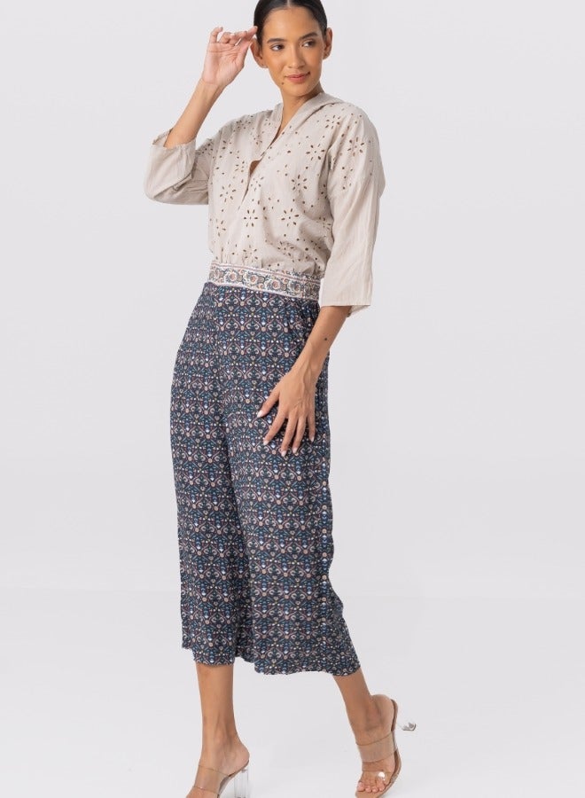 Bohemian Print High-Waisted Wide Leg Pants