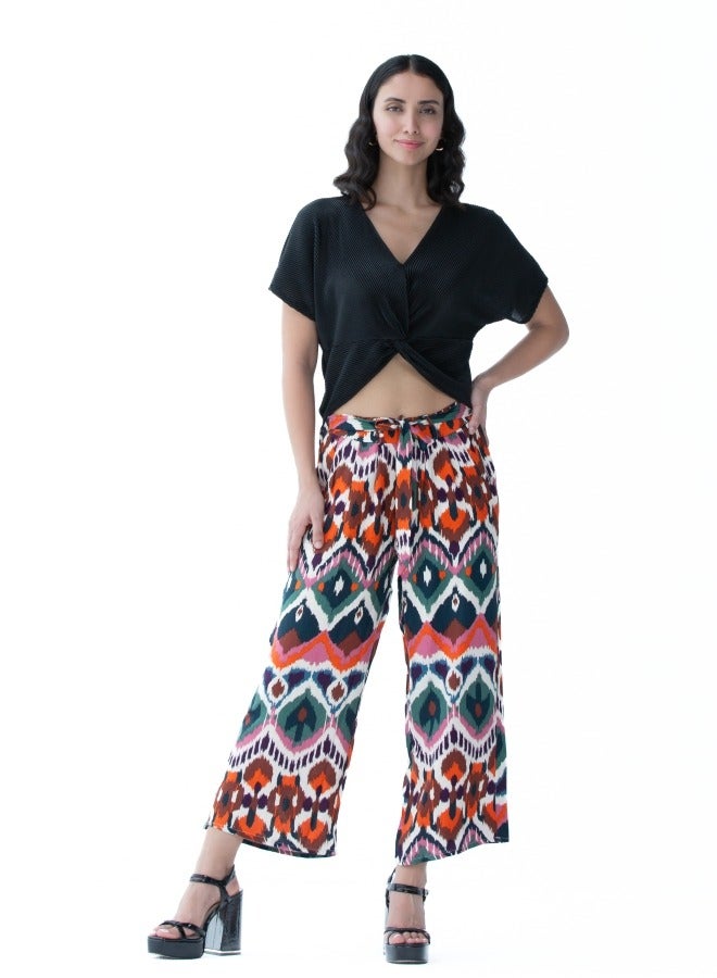 Women's Ikat Print Wide-Leg Pants