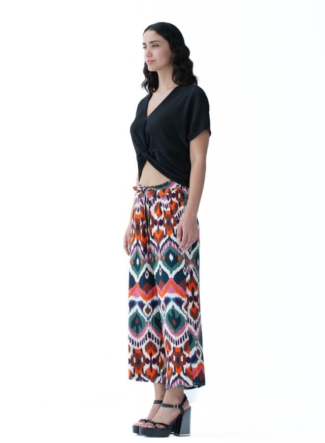 Women's Ikat Print Wide-Leg Pants