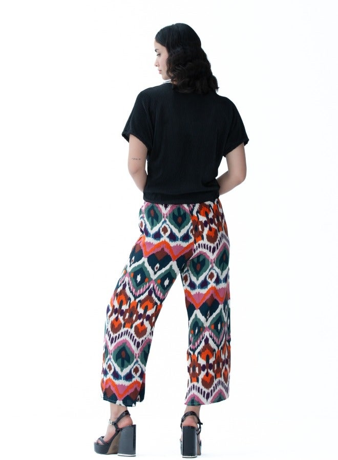 Women's Ikat Print Wide-Leg Pants