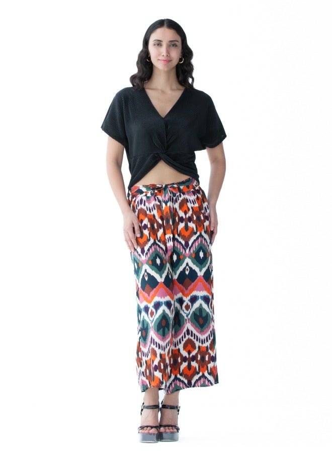 Women's Ikat Print Wide-Leg Pants