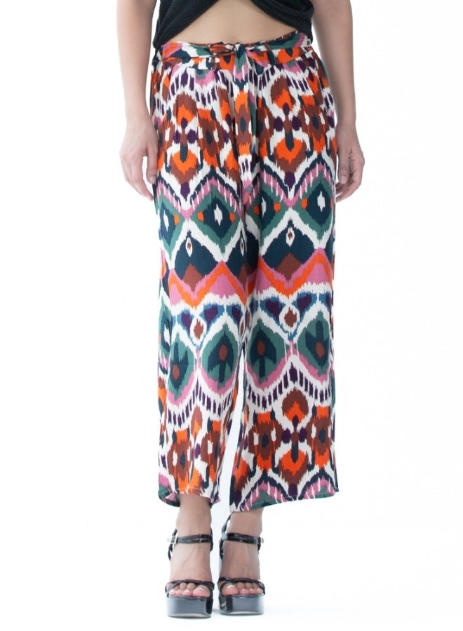 Women's Ikat Print Wide-Leg Pants